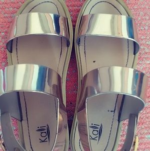 Thick Double Metallic Strapped Sandals